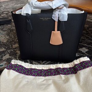 Tory Burch Black Leather Tote Bag